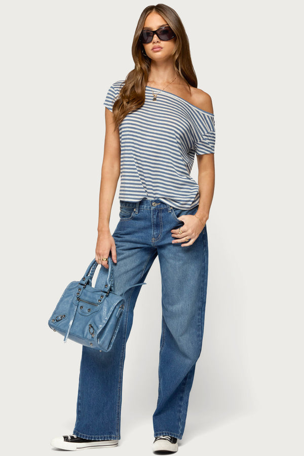 Chanelle Off Shoulder Striped Top view 2
