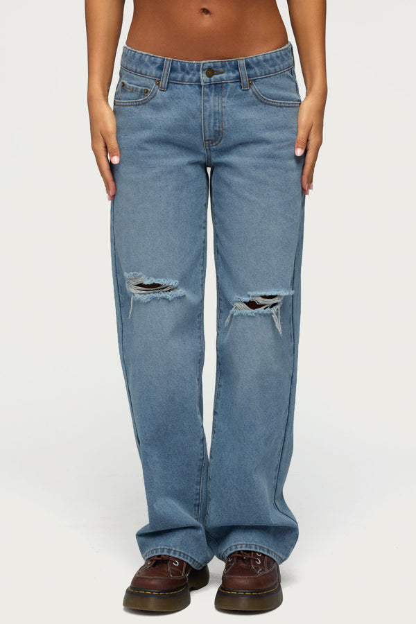 Juju Distressed Low Rise Baggy Jeans view 2