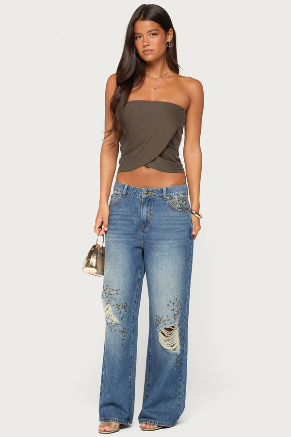 Amei Asymmetric Strapless Wrap Top view 2