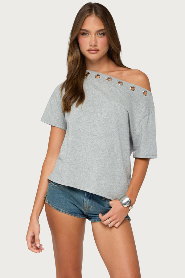 Leslee Grommet Off Shoulder T Shirt view 1
