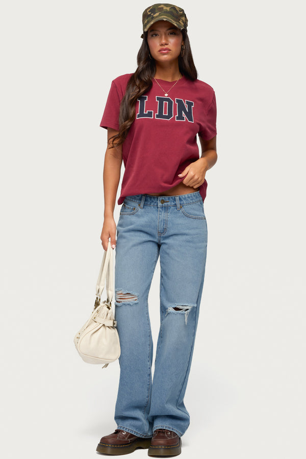 Juju Distressed Low Rise Baggy Jeans view 1