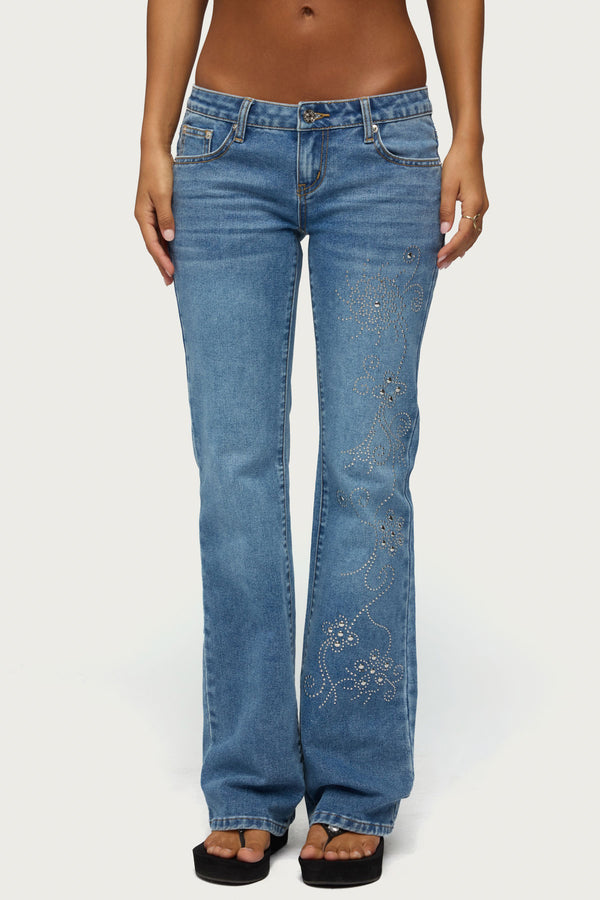Anola Studded Low Rise Bootcut Jeans view 2