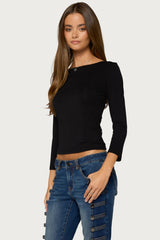 Bailie Lace Back Three-Quarter Sleeve Top