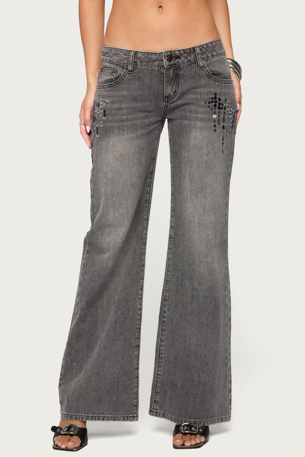 Uliz Sequin Low Rise Bootcut Jeans view 2