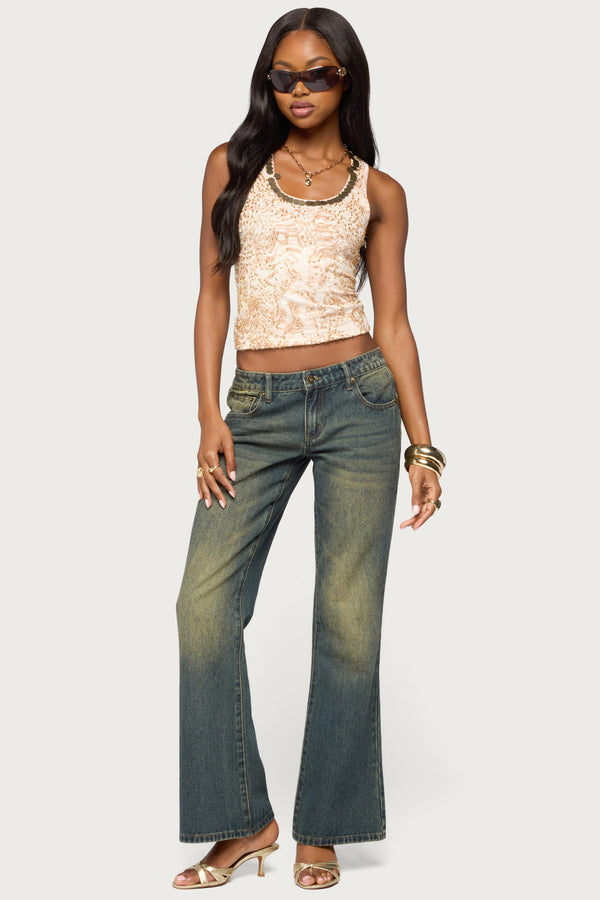 Prado Beaded Sequin Printed Tank Top view 2