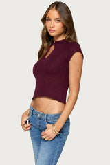 Ganni Keyhole Cutout Knit Top