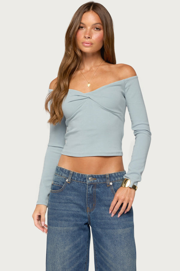 Asli Off Shoulder Fit Twisted Top view 1