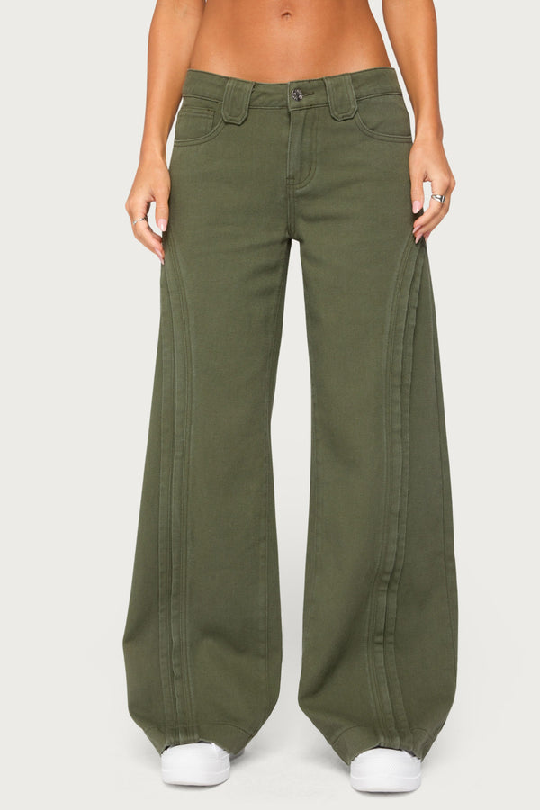 Pascale Stitched Low Rise Wide Leg Jeans view 2