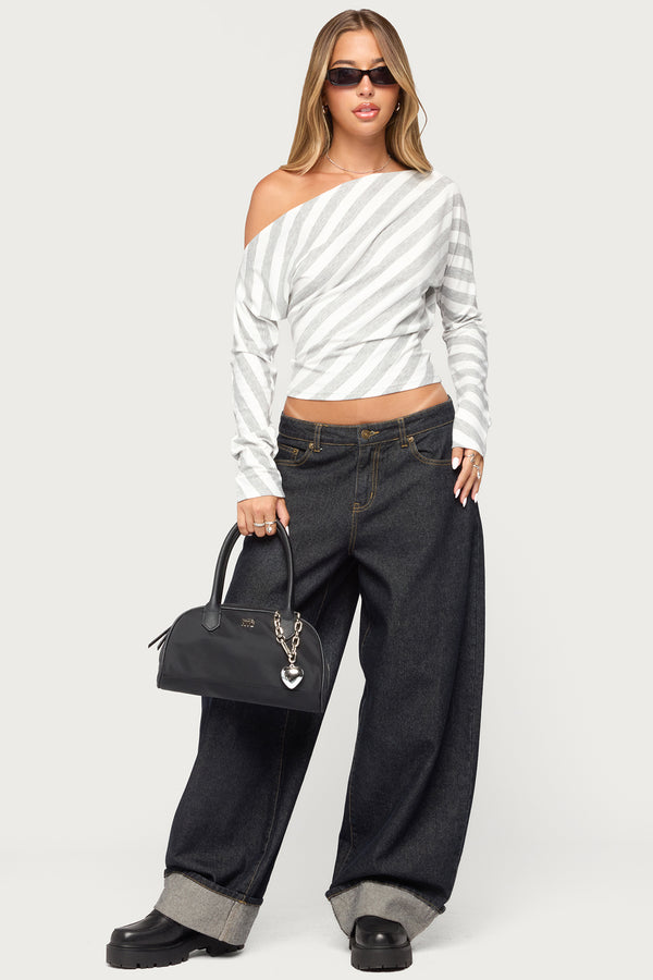 Gaira Striped Off Shoulder Long Sleeve Top view 2
