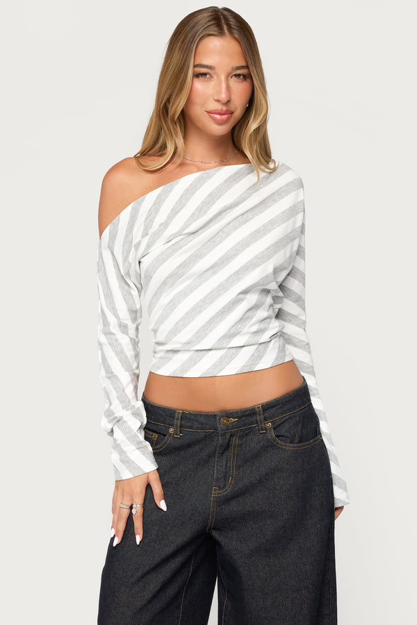 Gaira Striped Off Shoulder Long Sleeve Top view 1