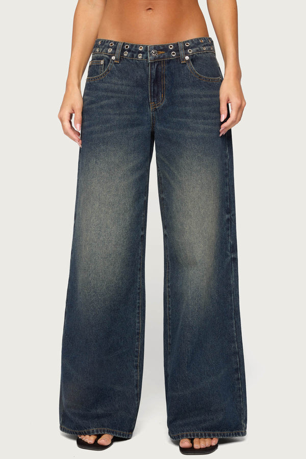 Sauly Low Rise Grommet & Wing Jeans view 2