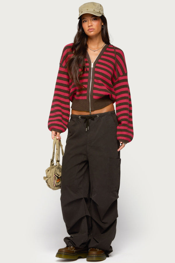 Cluny Striped Knit Zip Up Hoodie view 2