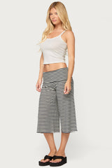 Kelia Striped Foldover Capri Pants