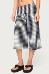 Kelia Striped Foldover Capri Pants
