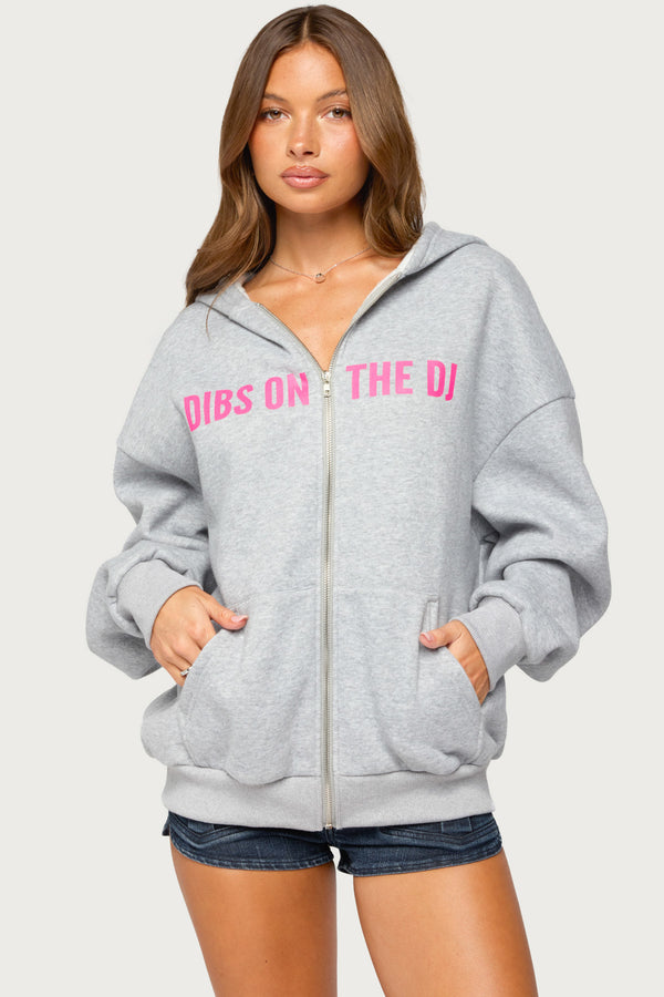 DJ Lover Zip Up Oversized Hoodie view 1