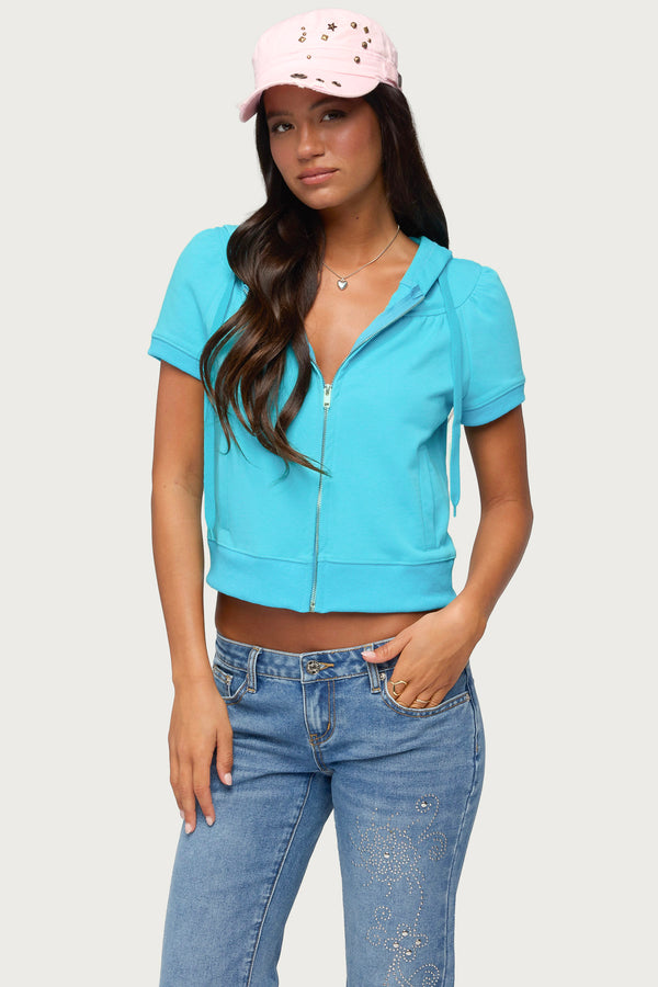 Daisi Short Sleeve Hoodie Top view 1