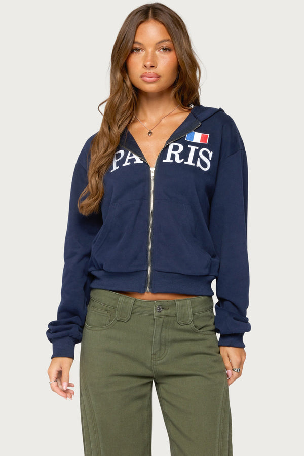 Paris Zip Up Hoodie view 1