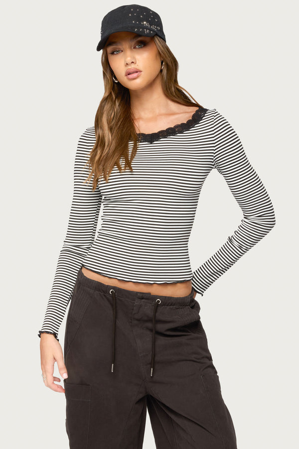 Jaela Lacey Striped Top view 1