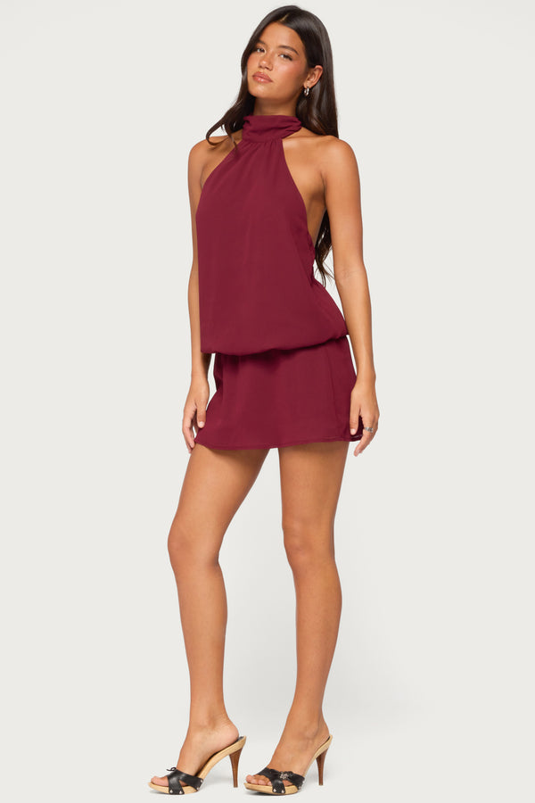 Laira Chiffon High Neck Mini Dress view 2