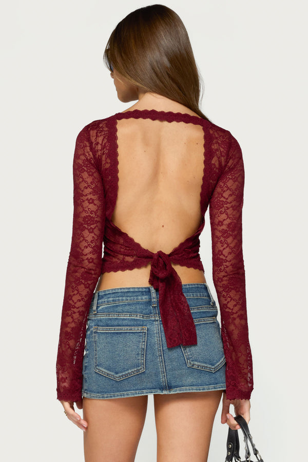 Gisele Backless Sheer Lace Top view 1