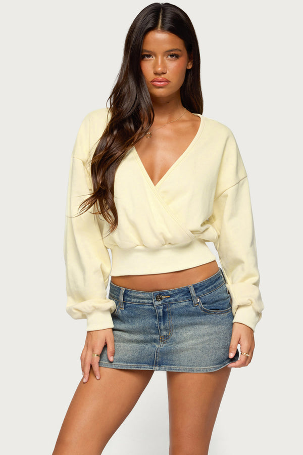 Narli Wrap Cropped Sweatshirt view 1