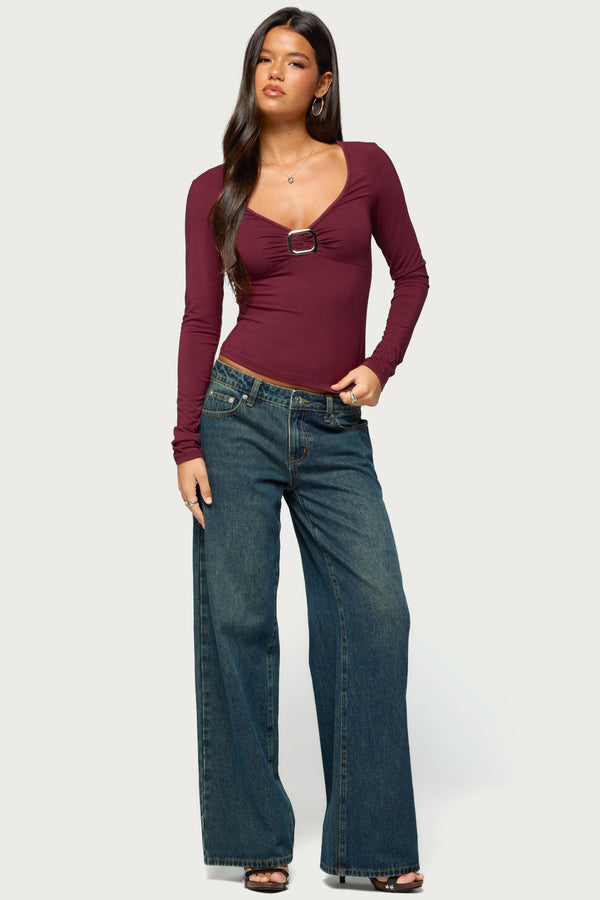 Earla Gathered Center Long Sleeve Top view 2