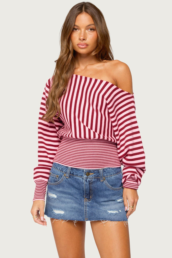 Brida Striped Off Shoulder Sweater view 1