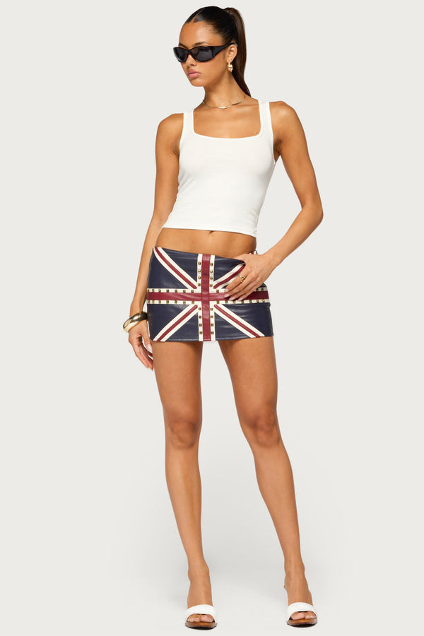 England Lover Studded Faux Leather Skort view 2
