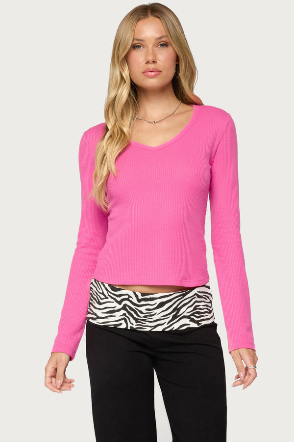 Yasmeen Long Sleeve Waffle Top view 1