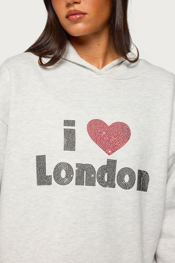London Obsessed Rhinestone Hoodie view 2