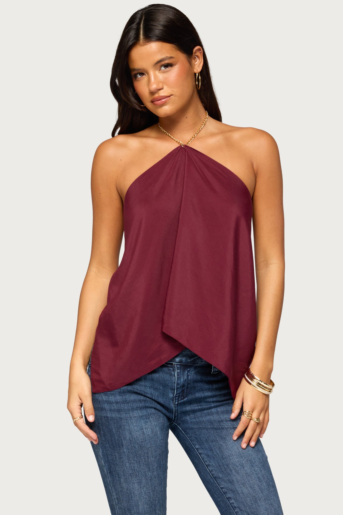 Elni Chain Backless Halter Top