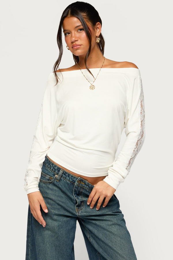 Breda Lacey Off Shoulder Long Sleeve Top view 1