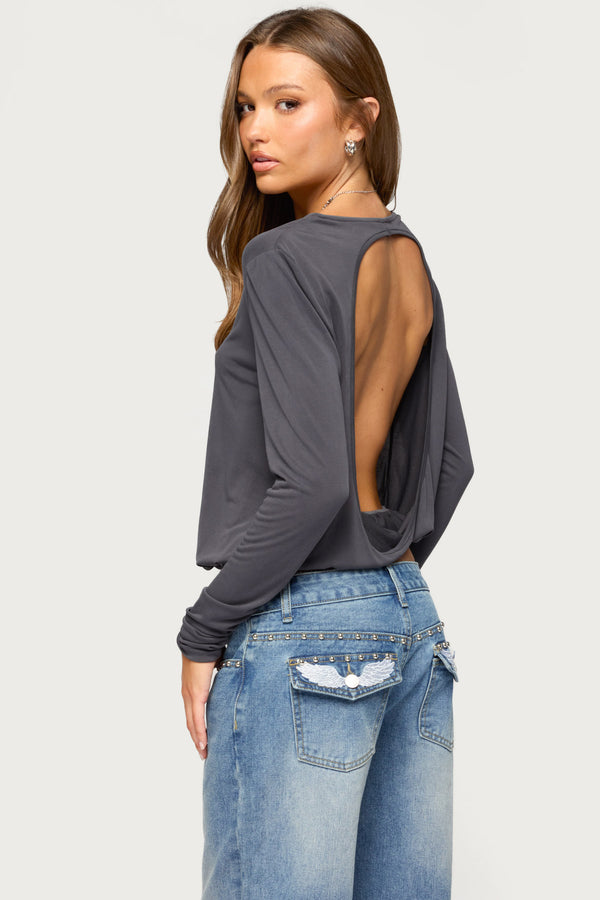 Kinslee Backless Long Sleeve Top view 1