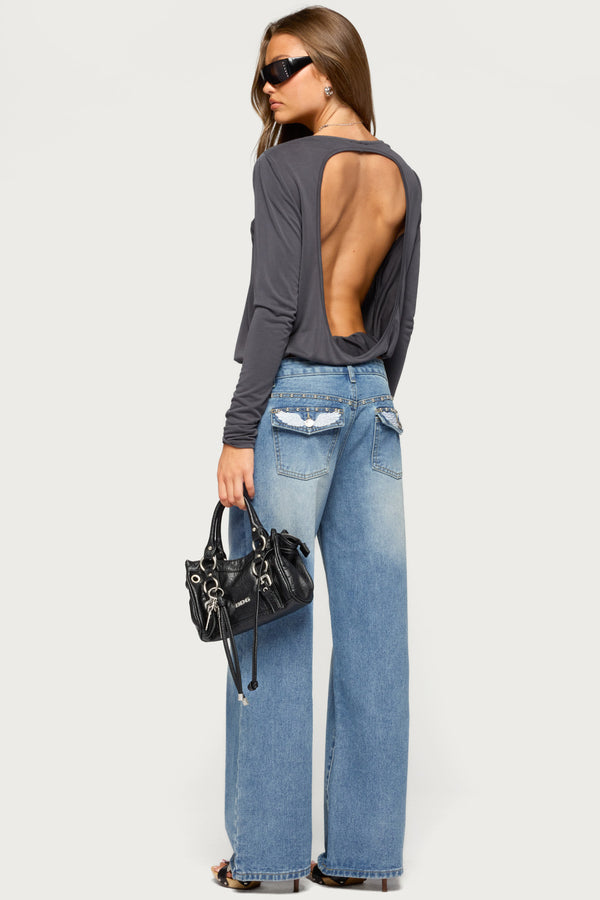 Kinslee Backless Long Sleeve Top view 2
