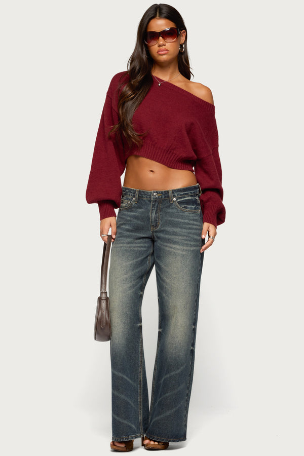 Karsen Off Shoulder Cropped Sweater view 2