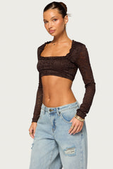 Jewls Long Sleeve Lace Crop Top