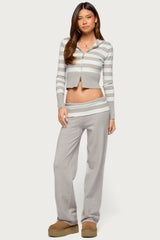 Rasha Striped Foldover Knit Pants