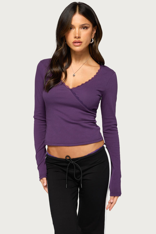 Ellyana Lacey Long Sleeve Top view 1