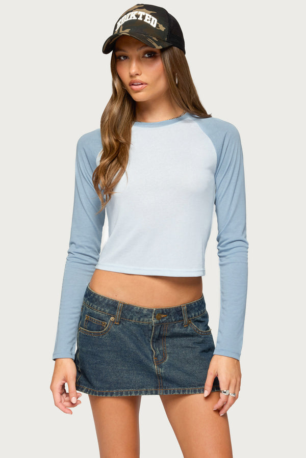 Gracelyn Contrast Long Sleeve Raglan Top view 1