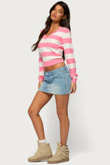 Austen Striped V Neck Sweater