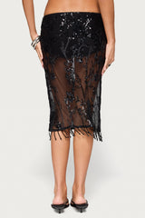 Hilly Beaded Fringe Midi Skort