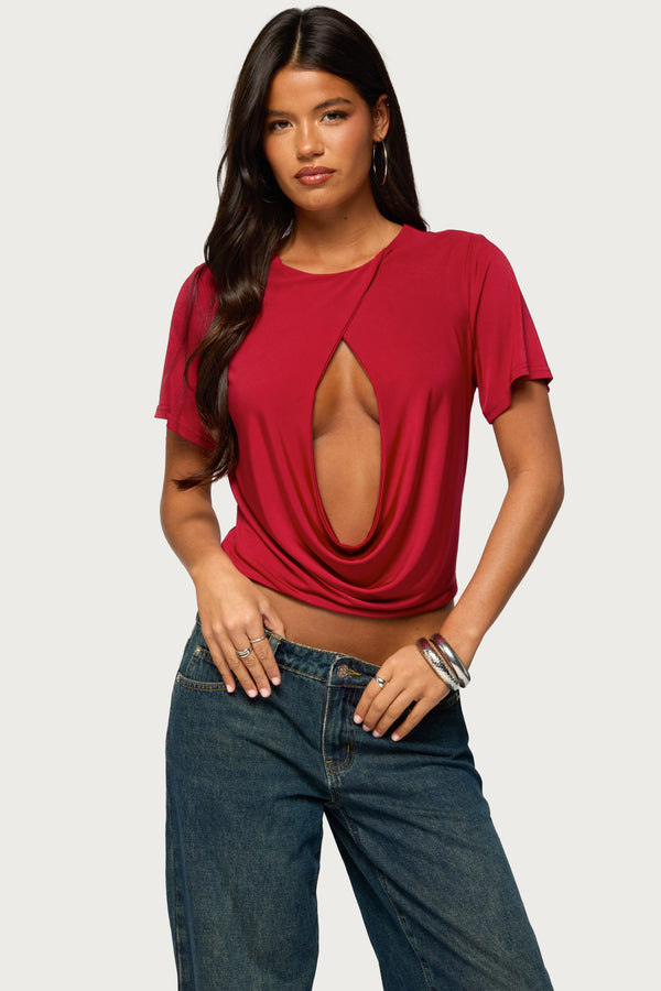 Arleth Draped Keyhole Cutout Top view 1