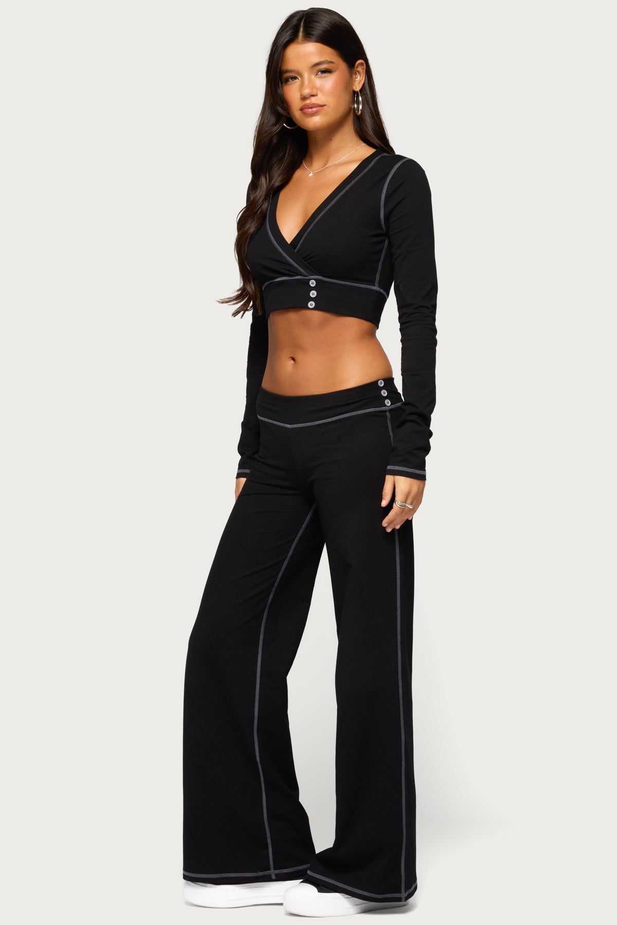 Kathrin Contrast Stitched Flared Pants