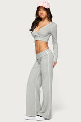 Kathrin Contrast Stitched Flared Pants