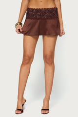 Kya Lacey Satin Effect Mini Skort