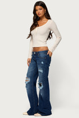 Lamia Waffle Long Sleeve Top