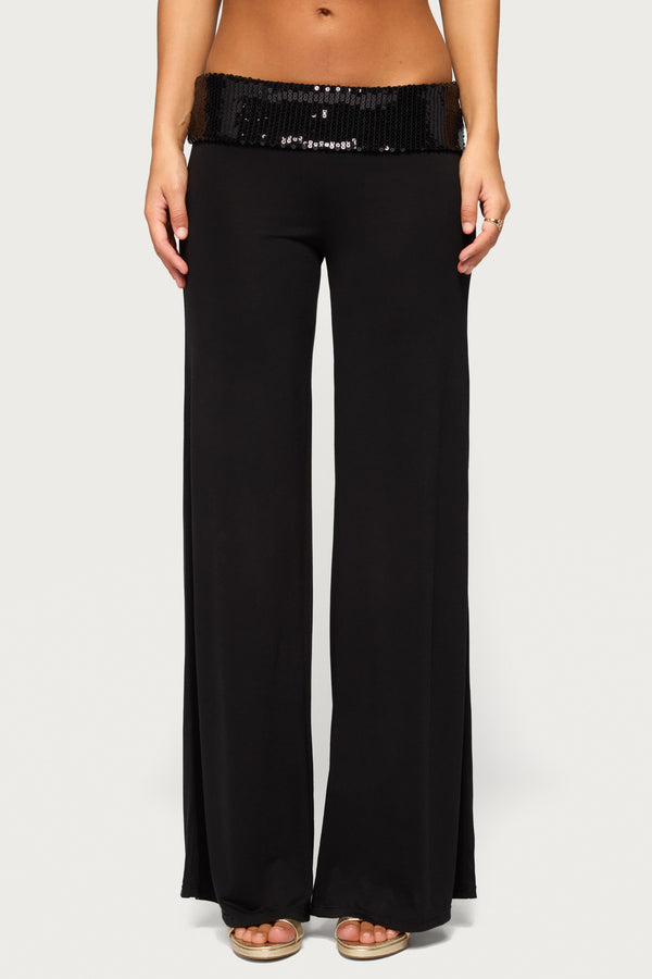 Moni Low Rise Foldover Sequin Pants view 2