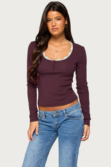 Bostyn Lacey Long Sleeve Henley Top