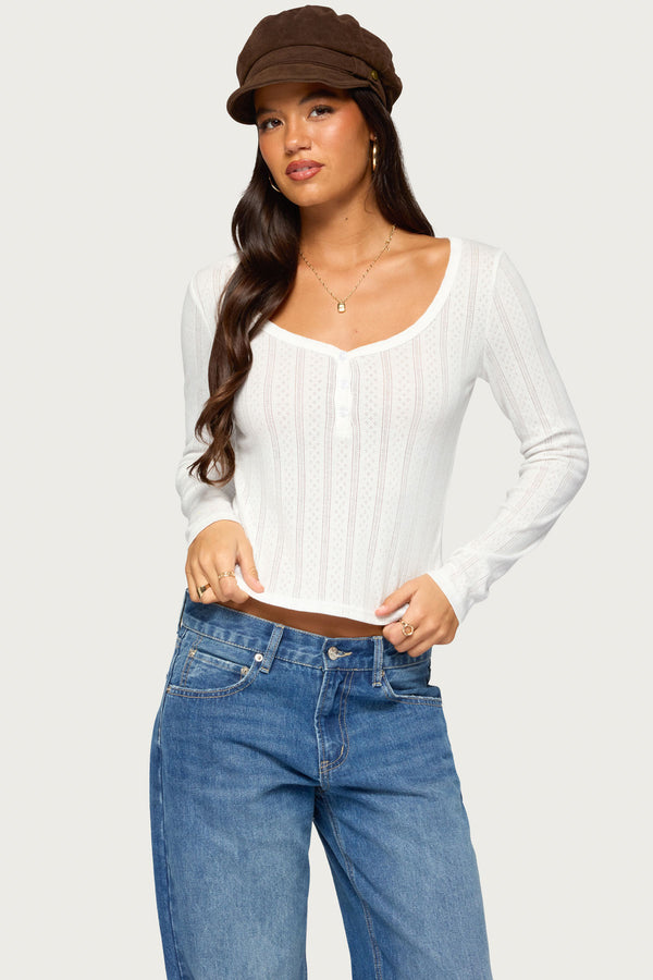 Soffie Pointelle Henley Top view 1