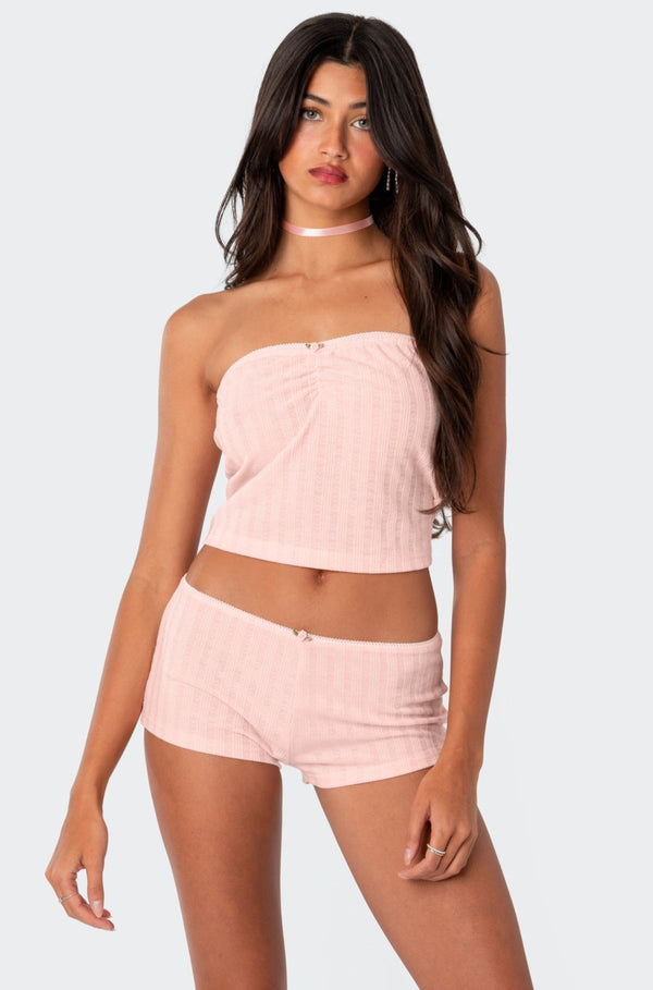 Sweetpea Ruched Pointelle Tube Top view 1